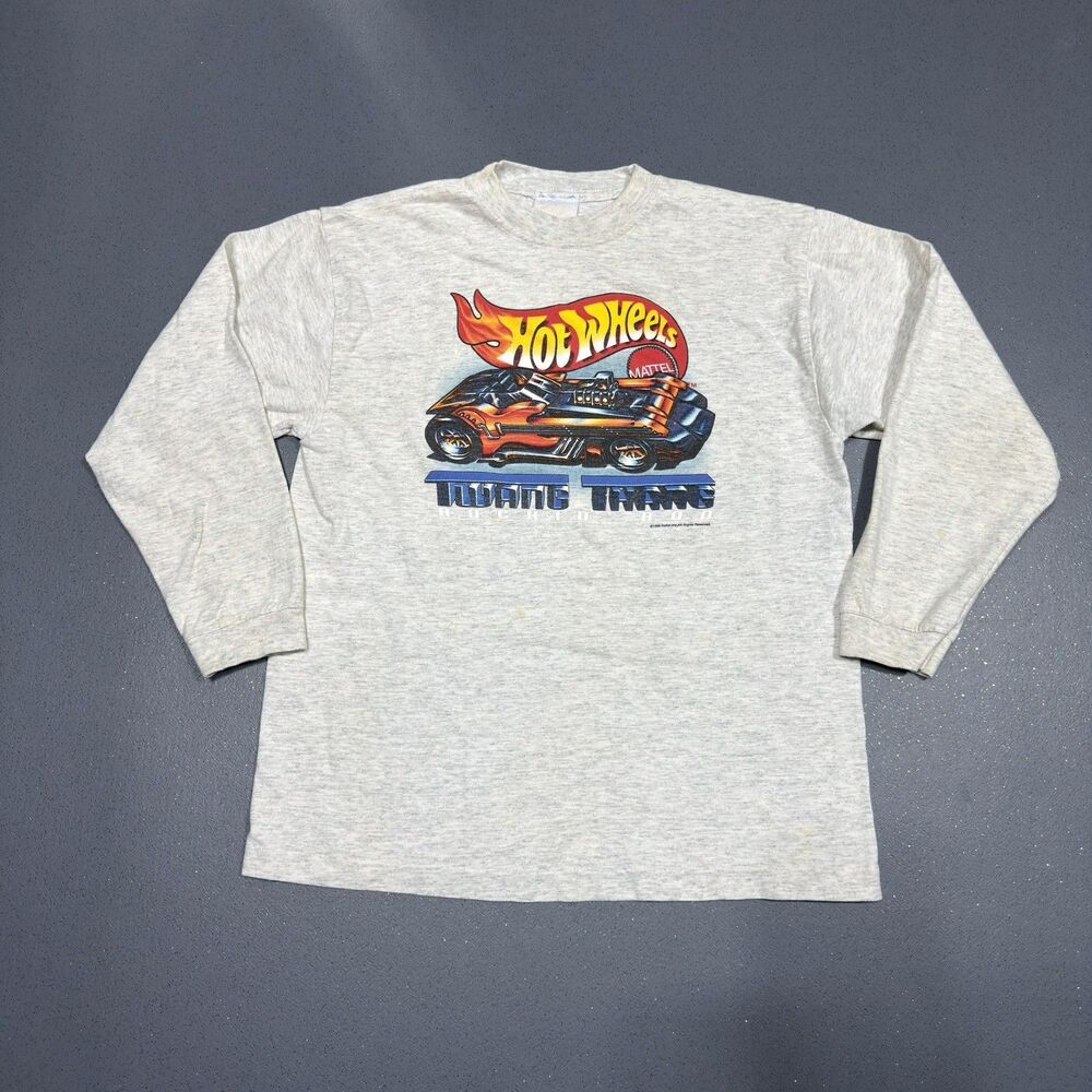 Vintage 1998 Hot Wheels Thwang Thang Long Sleeve Shirt Youth L Gray Mattel